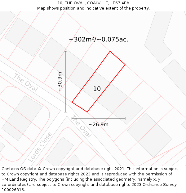 10, THE OVAL, COALVILLE, LE67 4EA: Plot and title map