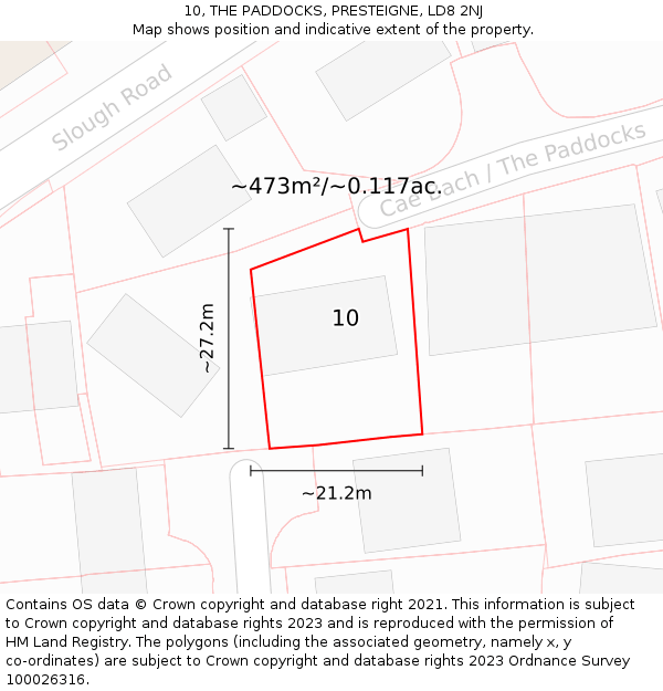 10, THE PADDOCKS, PRESTEIGNE, LD8 2NJ: Plot and title map
