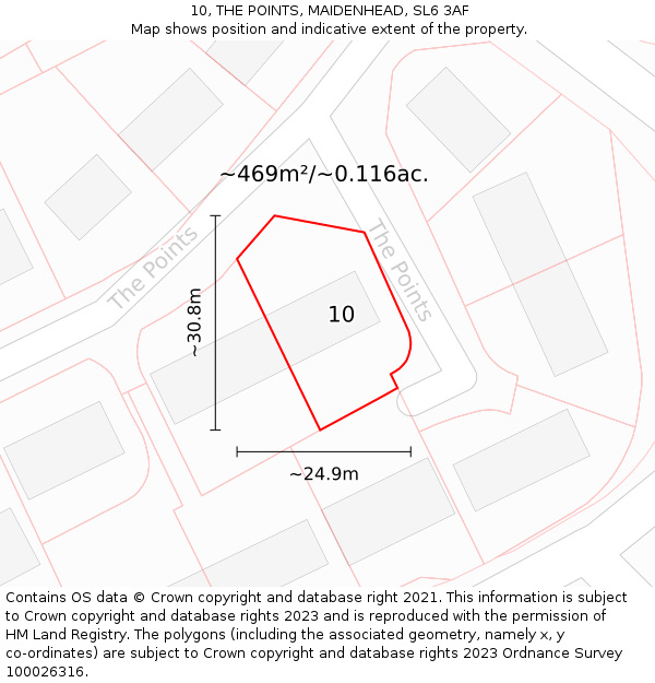 10, THE POINTS, MAIDENHEAD, SL6 3AF: Plot and title map
