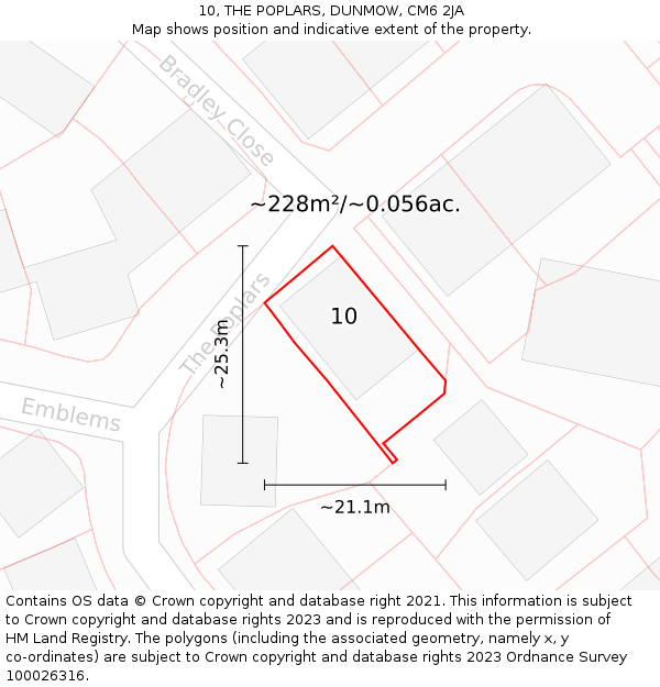 10, THE POPLARS, DUNMOW, CM6 2JA: Plot and title map