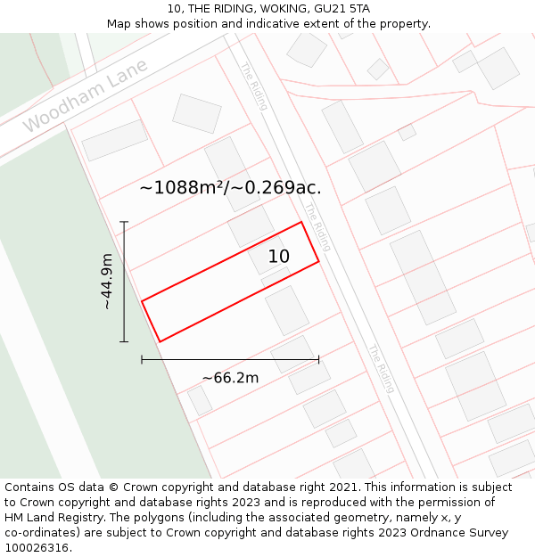 10, THE RIDING, WOKING, GU21 5TA: Plot and title map