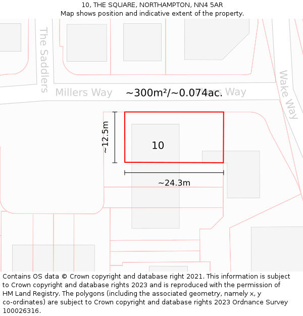 10, THE SQUARE, NORTHAMPTON, NN4 5AR: Plot and title map