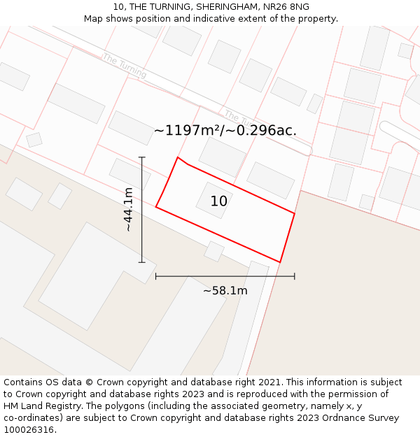 10, THE TURNING, SHERINGHAM, NR26 8NG: Plot and title map