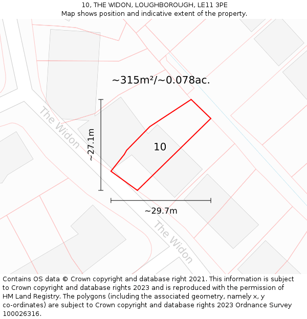 10, THE WIDON, LOUGHBOROUGH, LE11 3PE: Plot and title map