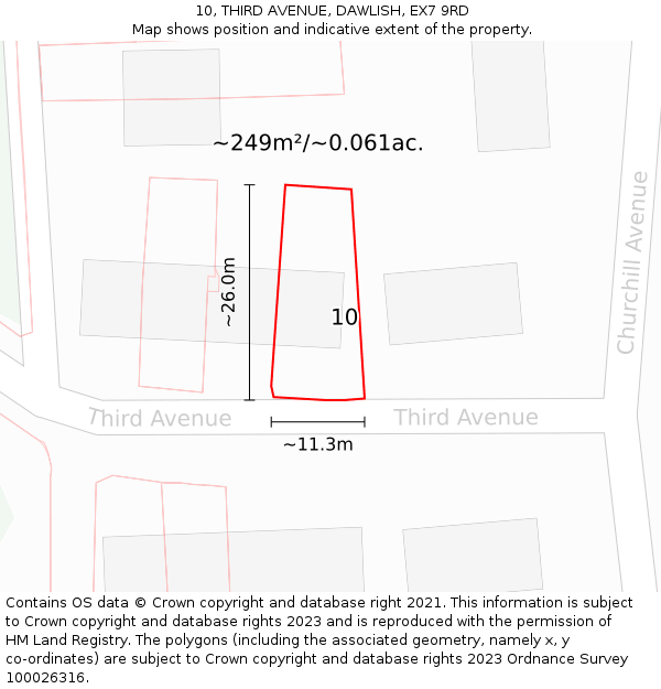 10, THIRD AVENUE, DAWLISH, EX7 9RD: Plot and title map