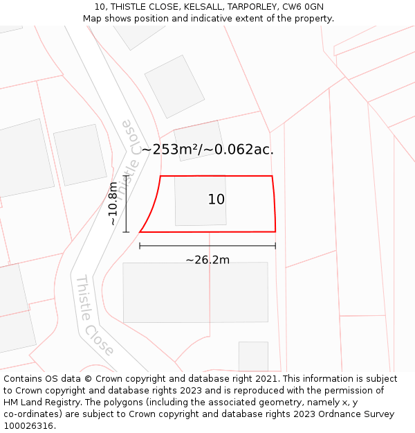 10, THISTLE CLOSE, KELSALL, TARPORLEY, CW6 0GN: Plot and title map
