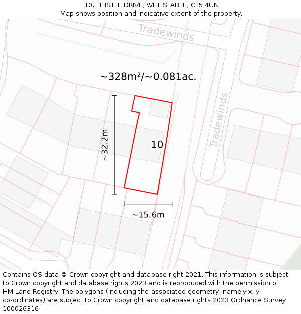10, THISTLE DRIVE, WHITSTABLE, CT5 4UN: Plot and title map