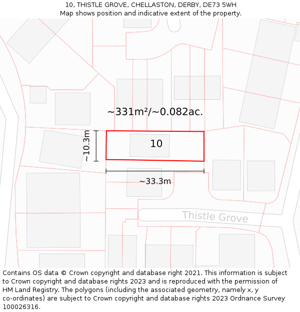 10, THISTLE GROVE, CHELLASTON, DERBY, DE73 5WH: Plot and title map