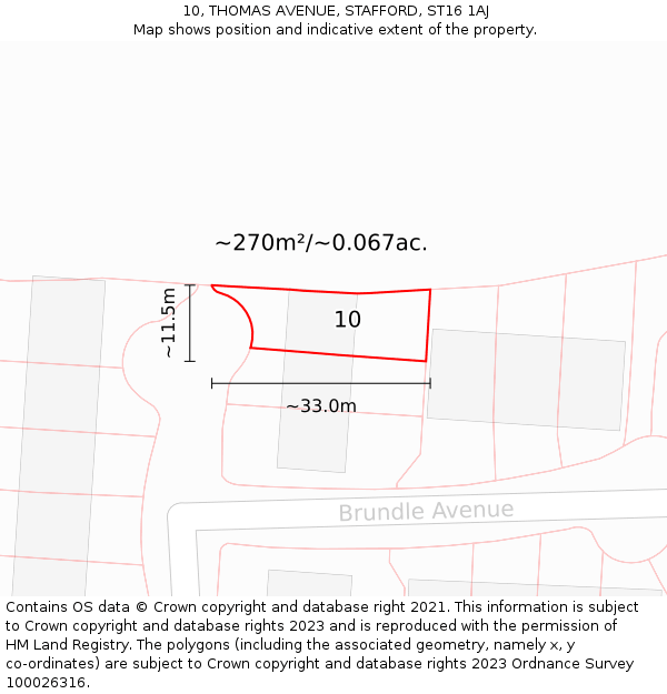 10, THOMAS AVENUE, STAFFORD, ST16 1AJ: Plot and title map