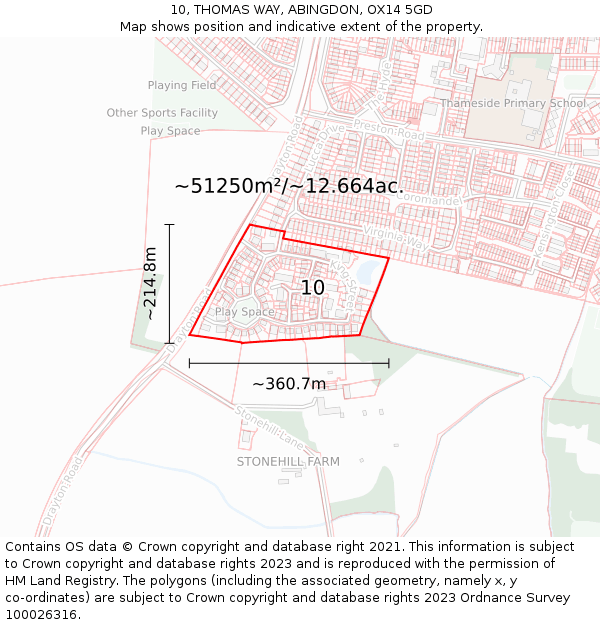 10, THOMAS WAY, ABINGDON, OX14 5GD: Plot and title map
