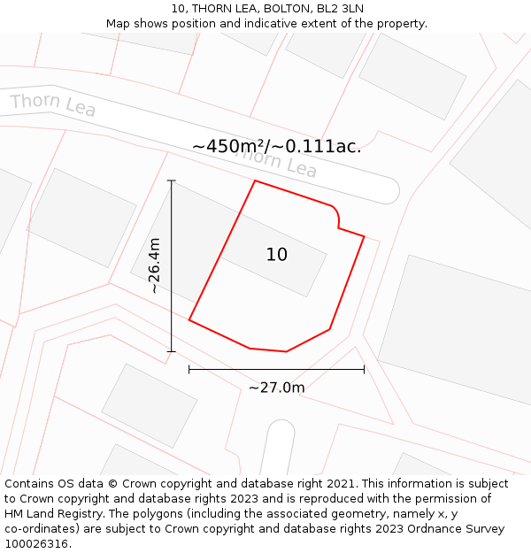 10, THORN LEA, BOLTON, BL2 3LN: Plot and title map