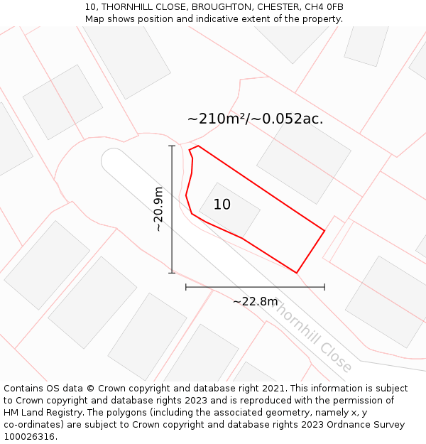 10, THORNHILL CLOSE, BROUGHTON, CHESTER, CH4 0FB: Plot and title map