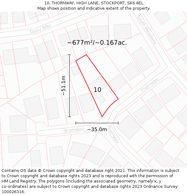 10, THORNWAY, HIGH LANE, STOCKPORT, SK6 8EL: Plot and title map