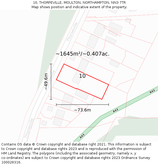 10, THORPEVILLE, MOULTON, NORTHAMPTON, NN3 7TR: Plot and title map