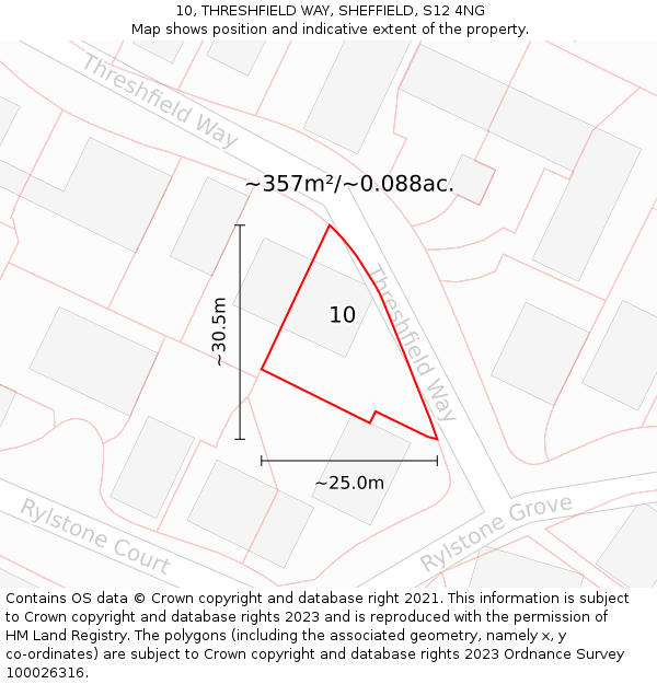 10, THRESHFIELD WAY, SHEFFIELD, S12 4NG: Plot and title map