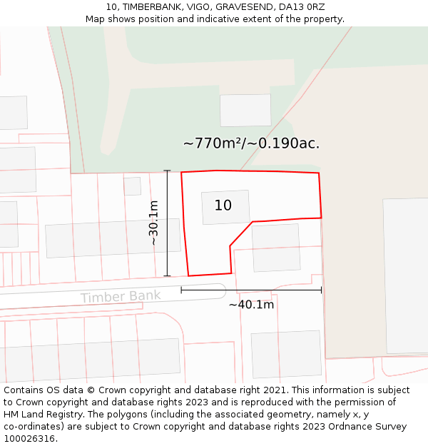 10, TIMBERBANK, VIGO, GRAVESEND, DA13 0RZ: Plot and title map
