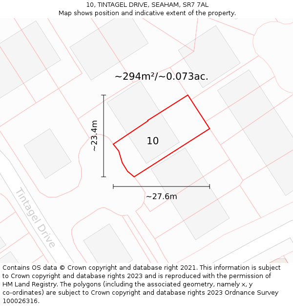 10, TINTAGEL DRIVE, SEAHAM, SR7 7AL: Plot and title map
