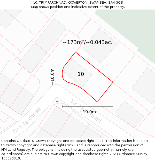 10, TIR Y FARCHNAD, GOWERTON, SWANSEA, SA4 3GS: Plot and title map