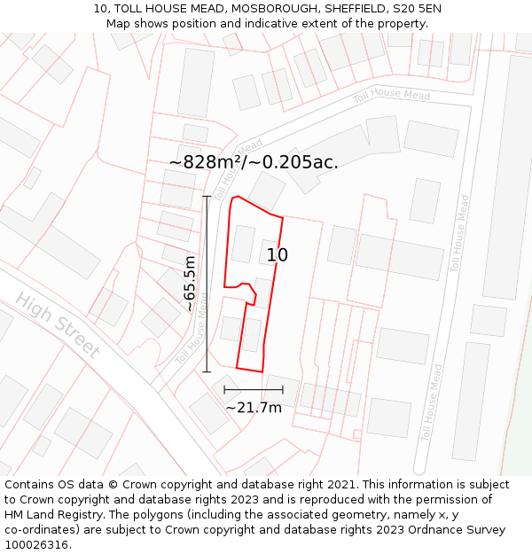 10, TOLL HOUSE MEAD, MOSBOROUGH, SHEFFIELD, S20 5EN: Plot and title map