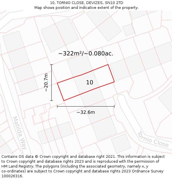 10, TORNIO CLOSE, DEVIZES, SN10 2TD: Plot and title map