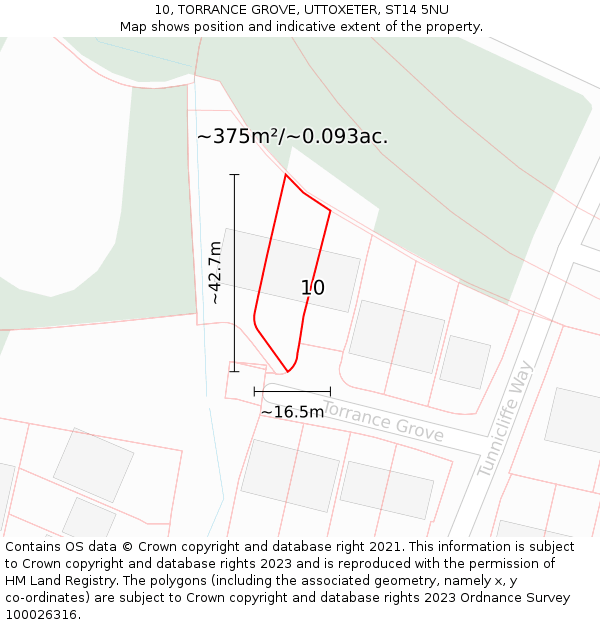 10, TORRANCE GROVE, UTTOXETER, ST14 5NU: Plot and title map
