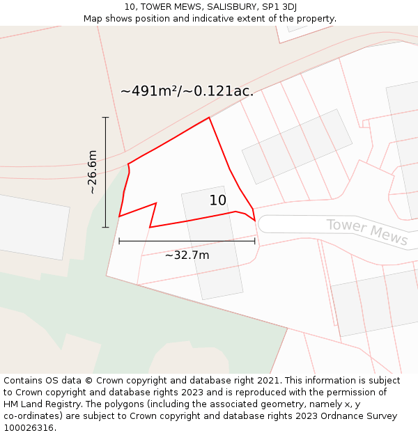 10, TOWER MEWS, SALISBURY, SP1 3DJ: Plot and title map