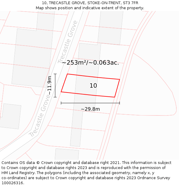 10, TRECASTLE GROVE, STOKE-ON-TRENT, ST3 7FR: Plot and title map