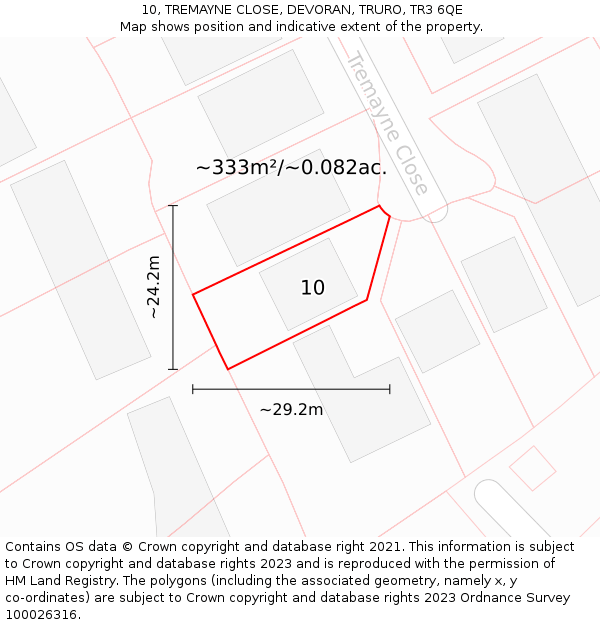 10, TREMAYNE CLOSE, DEVORAN, TRURO, TR3 6QE: Plot and title map