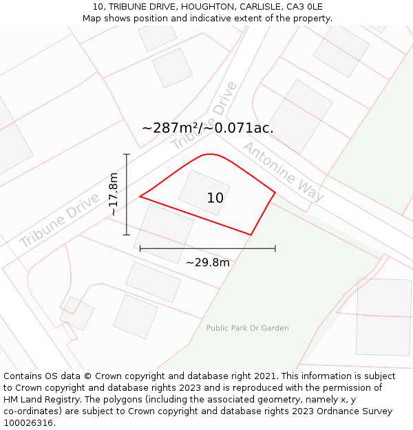 10, TRIBUNE DRIVE, HOUGHTON, CARLISLE, CA3 0LE: Plot and title map