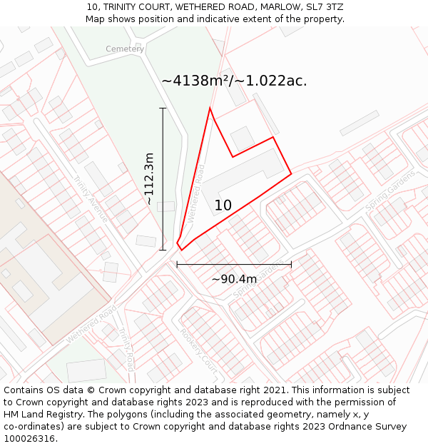 10, TRINITY COURT, WETHERED ROAD, MARLOW, SL7 3TZ: Plot and title map