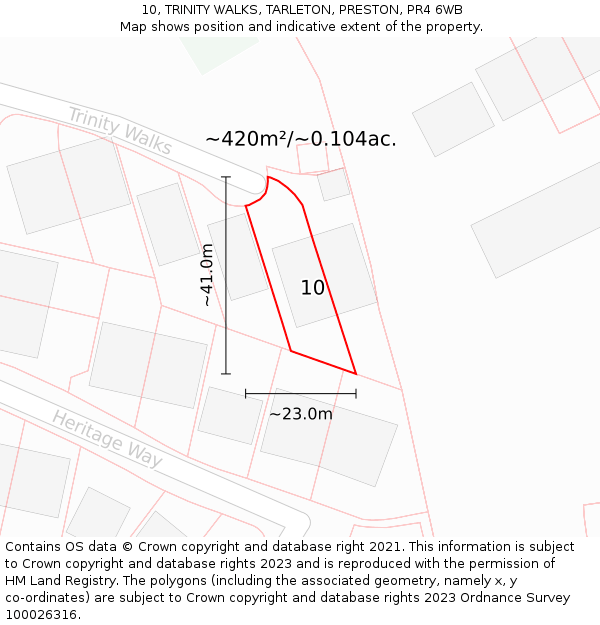 10, TRINITY WALKS, TARLETON, PRESTON, PR4 6WB: Plot and title map
