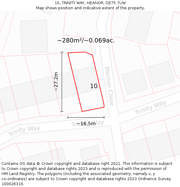 10, TRINITY WAY, HEANOR, DE75 7UW: Plot and title map