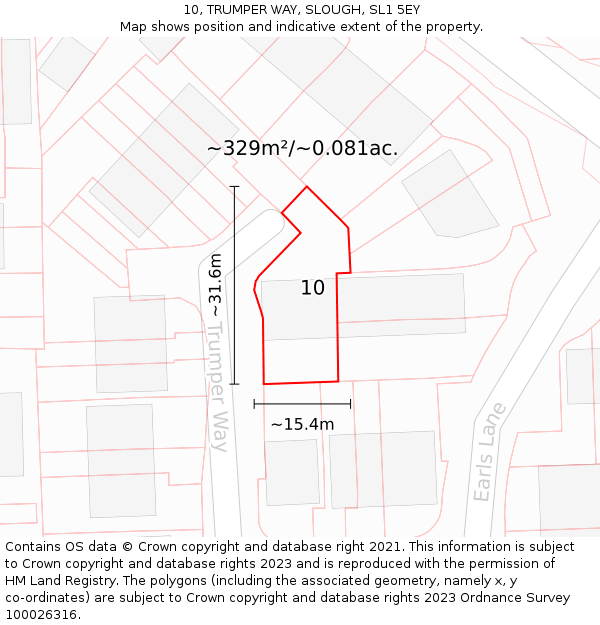 10, TRUMPER WAY, SLOUGH, SL1 5EY: Plot and title map