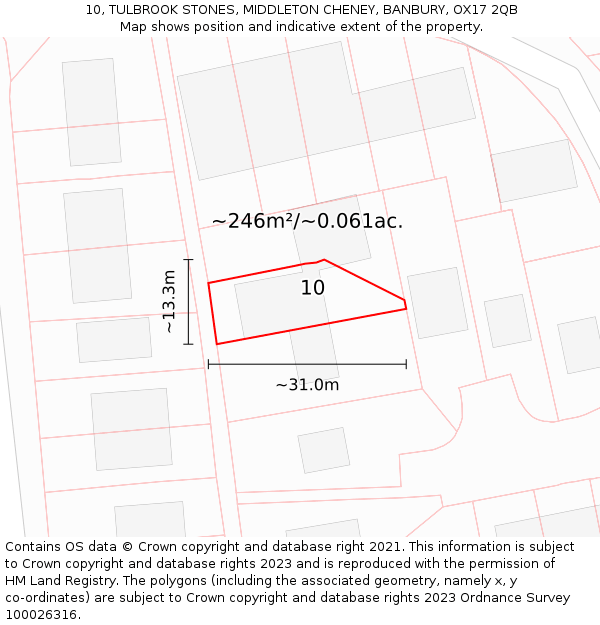 10, TULBROOK STONES, MIDDLETON CHENEY, BANBURY, OX17 2QB: Plot and title map