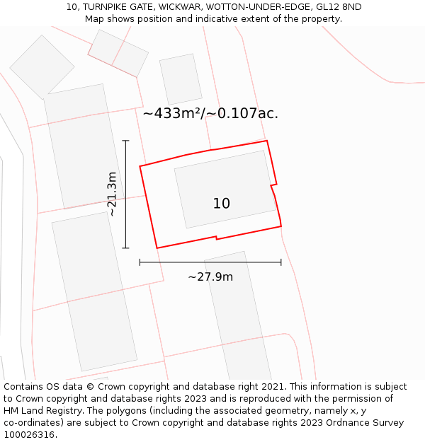10, TURNPIKE GATE, WICKWAR, WOTTON-UNDER-EDGE, GL12 8ND: Plot and title map