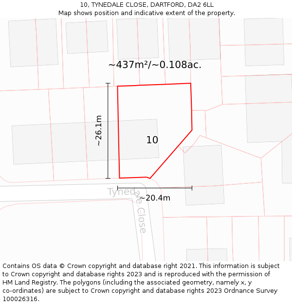 10, TYNEDALE CLOSE, DARTFORD, DA2 6LL: Plot and title map