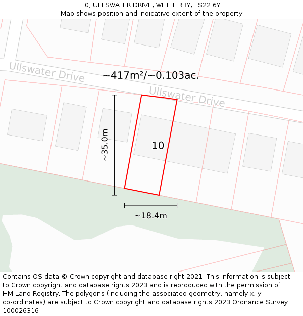 10, ULLSWATER DRIVE, WETHERBY, LS22 6YF: Plot and title map