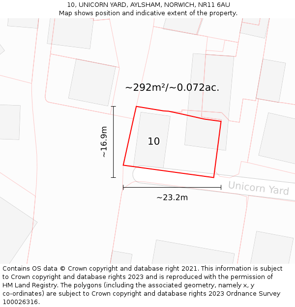 10, UNICORN YARD, AYLSHAM, NORWICH, NR11 6AU: Plot and title map