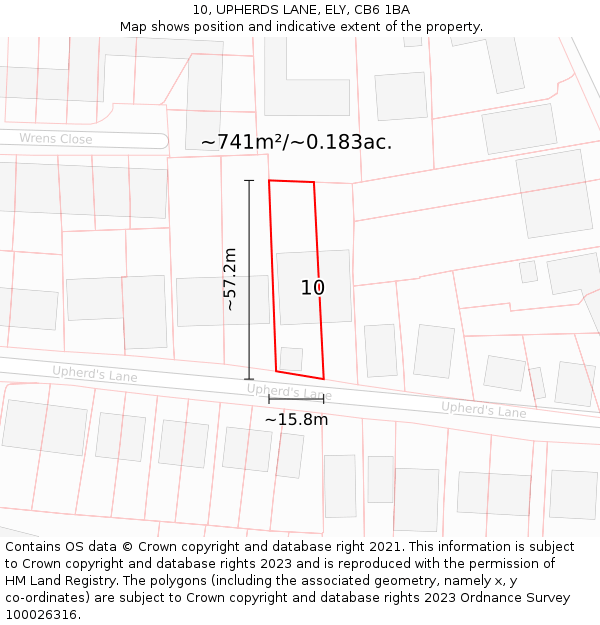 10, UPHERDS LANE, ELY, CB6 1BA: Plot and title map