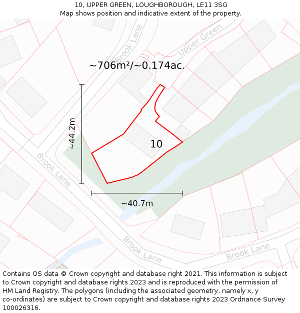 10, UPPER GREEN, LOUGHBOROUGH, LE11 3SG: Plot and title map
