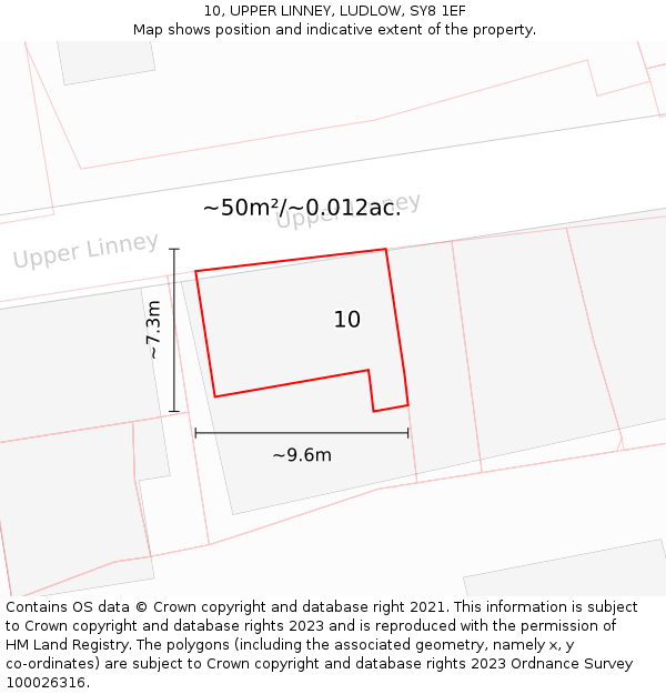 10, UPPER LINNEY, LUDLOW, SY8 1EF: Plot and title map