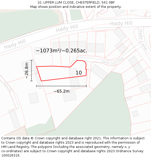 10, UPPER LUM CLOSE, CHESTERFIELD, S41 0BF: Plot and title map