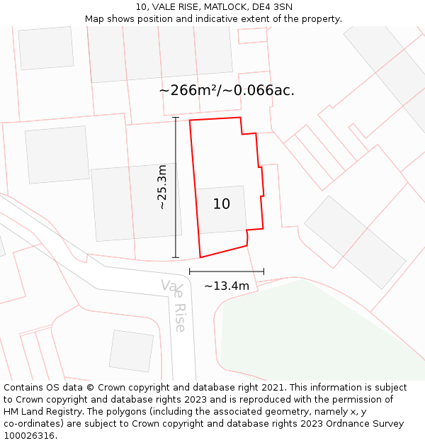 10, VALE RISE, MATLOCK, DE4 3SN: Plot and title map