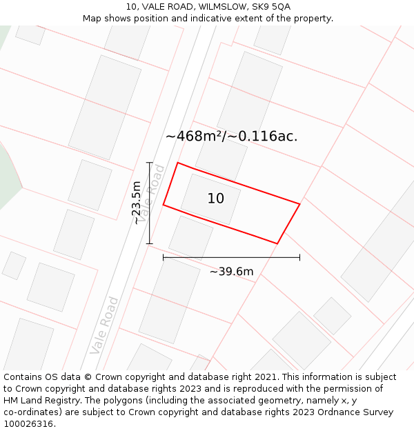 10, VALE ROAD, WILMSLOW, SK9 5QA: Plot and title map