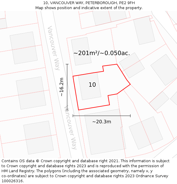 10, VANCOUVER WAY, PETERBOROUGH, PE2 9FH: Plot and title map