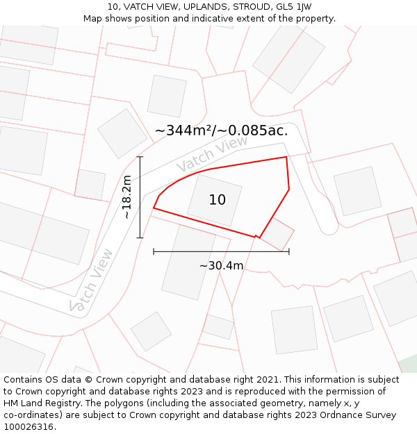 10, VATCH VIEW, UPLANDS, STROUD, GL5 1JW: Plot and title map