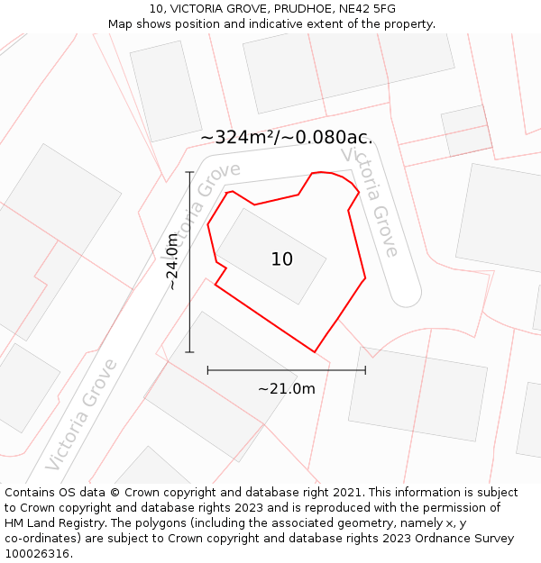 10, VICTORIA GROVE, PRUDHOE, NE42 5FG: Plot and title map