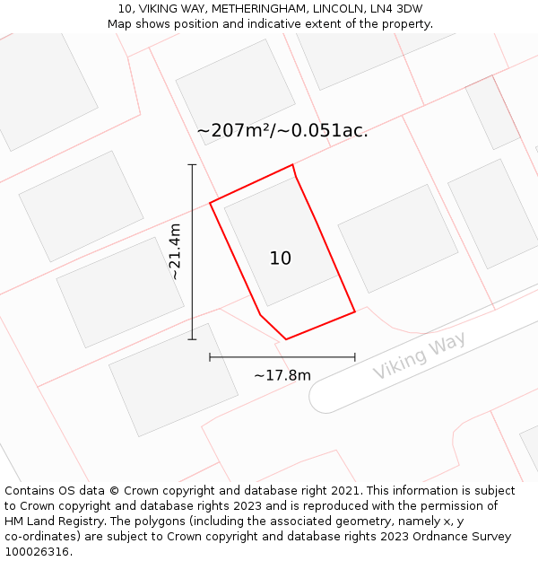 10, VIKING WAY, METHERINGHAM, LINCOLN, LN4 3DW: Plot and title map