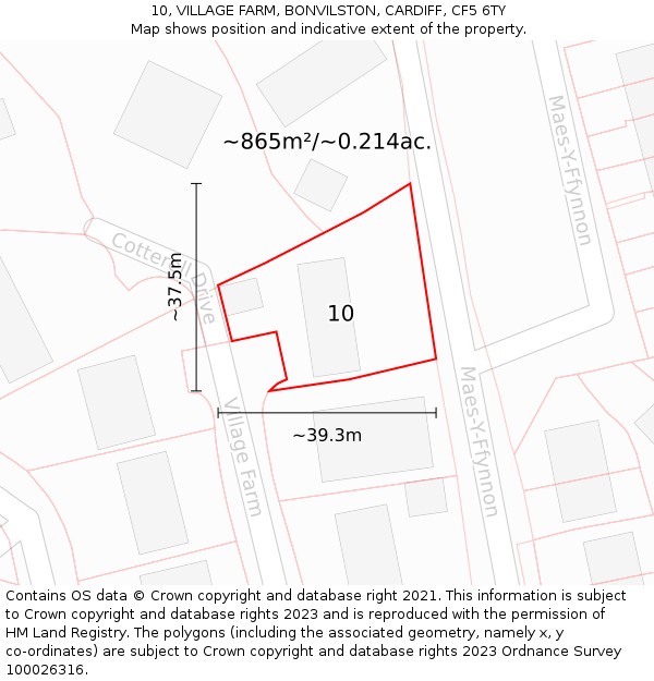 10, VILLAGE FARM, BONVILSTON, CARDIFF, CF5 6TY: Plot and title map