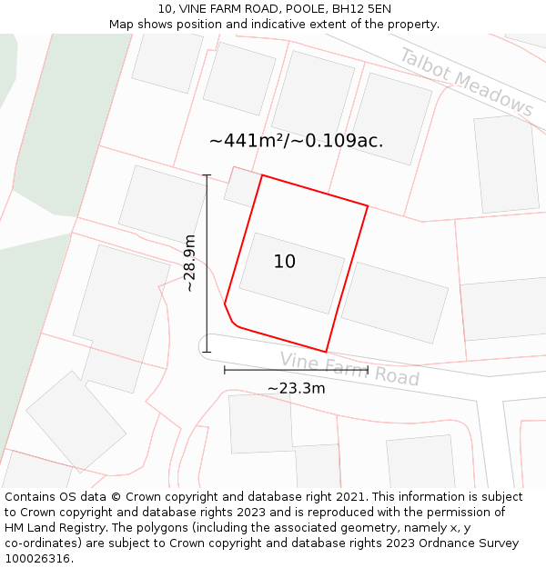 10, VINE FARM ROAD, POOLE, BH12 5EN: Plot and title map